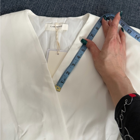 Commense Off White Structured Peplum Wrap Blouse – Sculptural Sleeve Top NWT - Picture 11 of 11